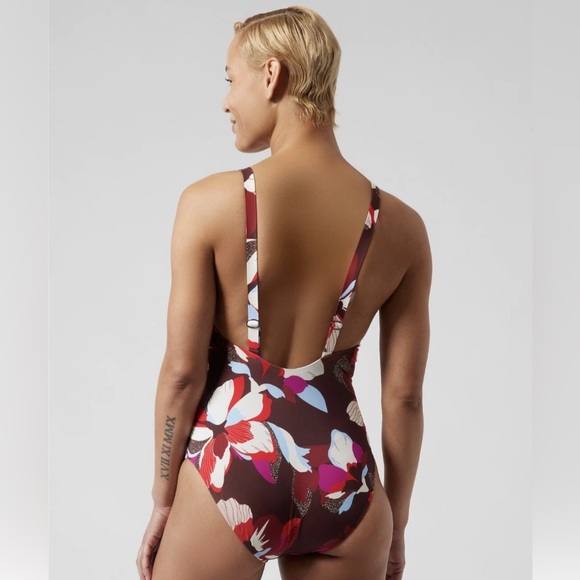 NWT Athleta Hermosa One Piece Swimsuit Hero Bloom Decadent Chocolate Medium - Picture 2 of 11